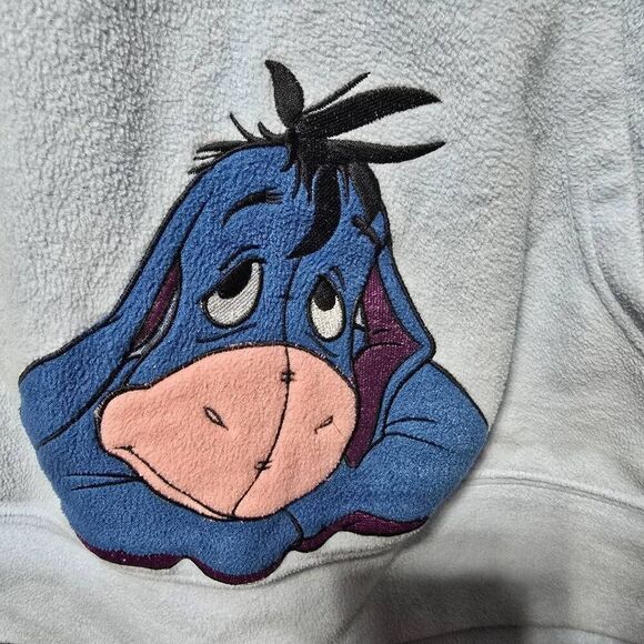 Disney Eeyore Blue Vintage 90s Hoodie Sweatshirt Jacket Fleece - Picture 3 of 5